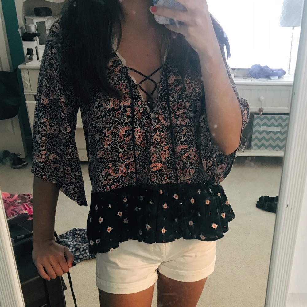 Peasant Floral Top